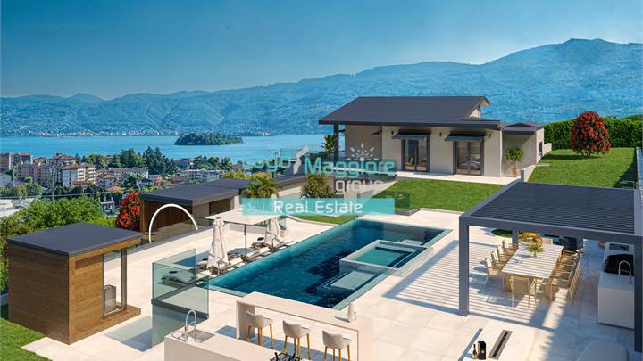 VILLA MODERNA DI DESIGN VISTA LAGO CON PISCINA E SPA  A VERBANIA SUNA